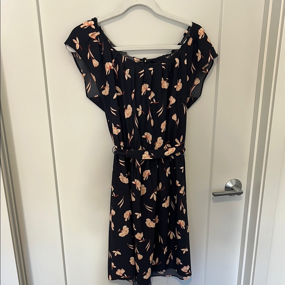LC Lauren Conrad Black Sundress with Flutter Sleeves and Scoop Neck